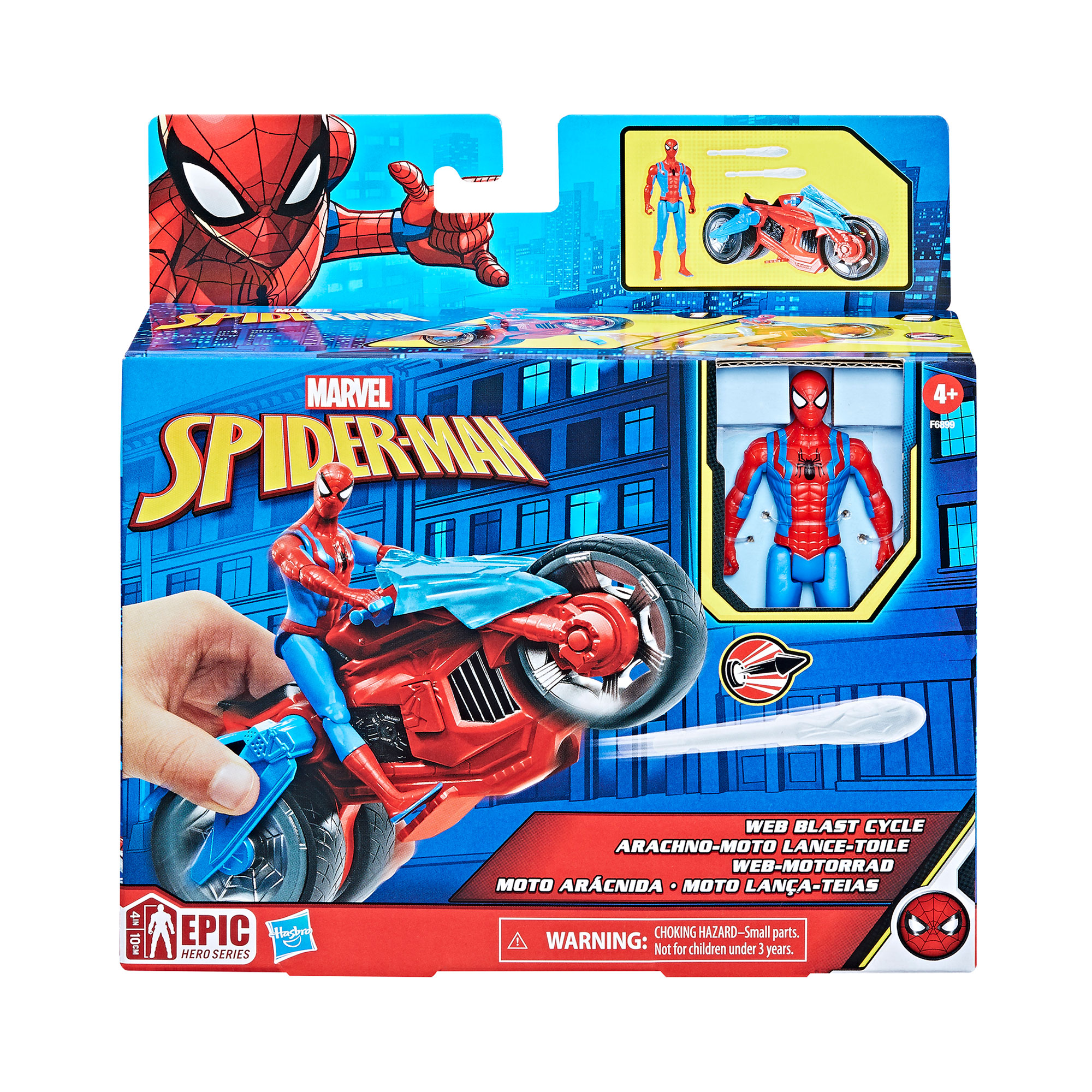 Ігровий набір Marvel Toys Epic Hero Series Spider-Man Web Blast Cycle Транспорт Людини-Павука з фігуркою, від 4 років, 4 деталі (F6899)